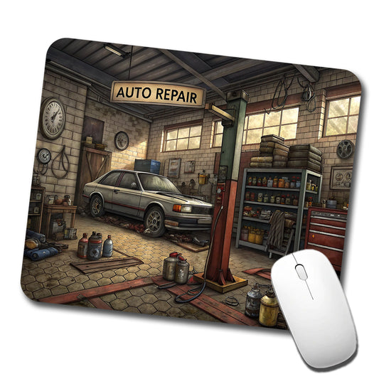 Mechanic's Automotive Repair Garage Low Profile Mouse Pad Mat