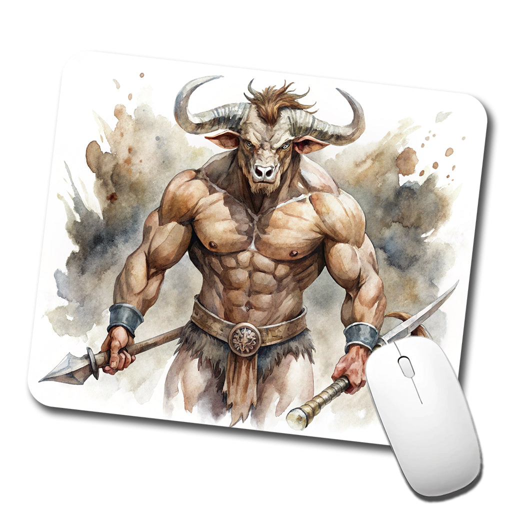 Minotaur Greek Mythology Watercolor Low Profile Mouse Pad Mat
