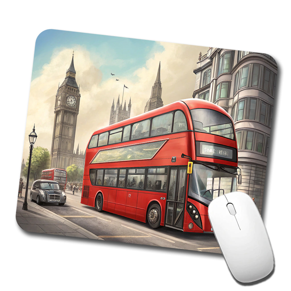 Modern Double Decker Bus In London England Low Profile Mouse Pad Mat