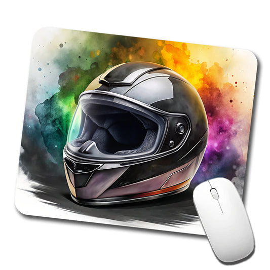 Motorcycle Racing Riding Helmet Watercolor Low Profile Mouse Pad Mat