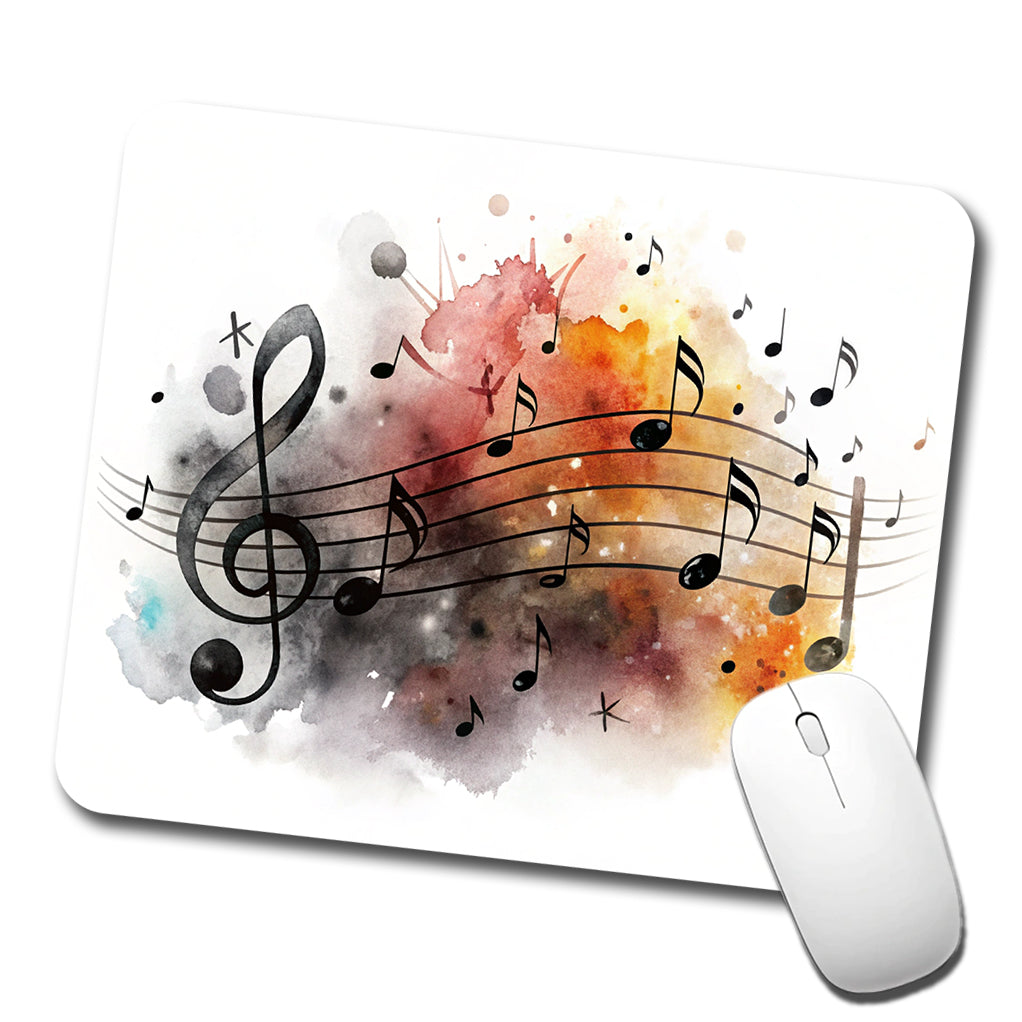 Music Musical Notes Treble Clef Watercolor Low Profile Mouse Pad Mat