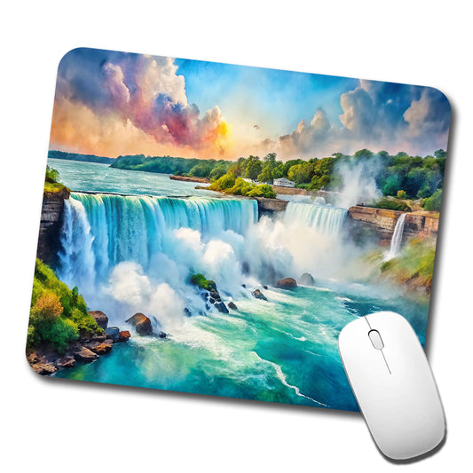 Niagara Falls New York Watercolor Low Profile Mouse Pad Mat