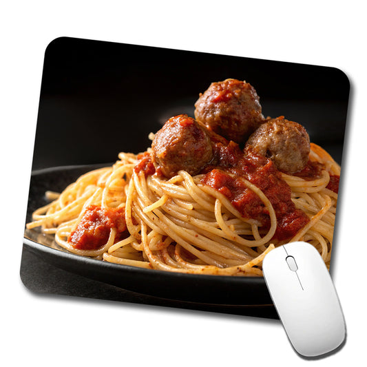 Pasta Spaghetti Sauce And Meatballs Low Profile Mouse Pad Mat