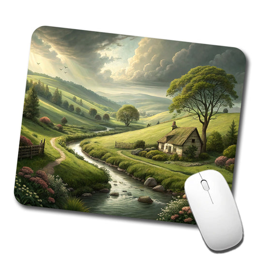 Pastoral Country Landscape Low Profile Mouse Pad Mat
