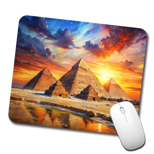 Pyramids Of Giza Egypt At Sunset Watercolor Low Profile Mouse Pad Mat