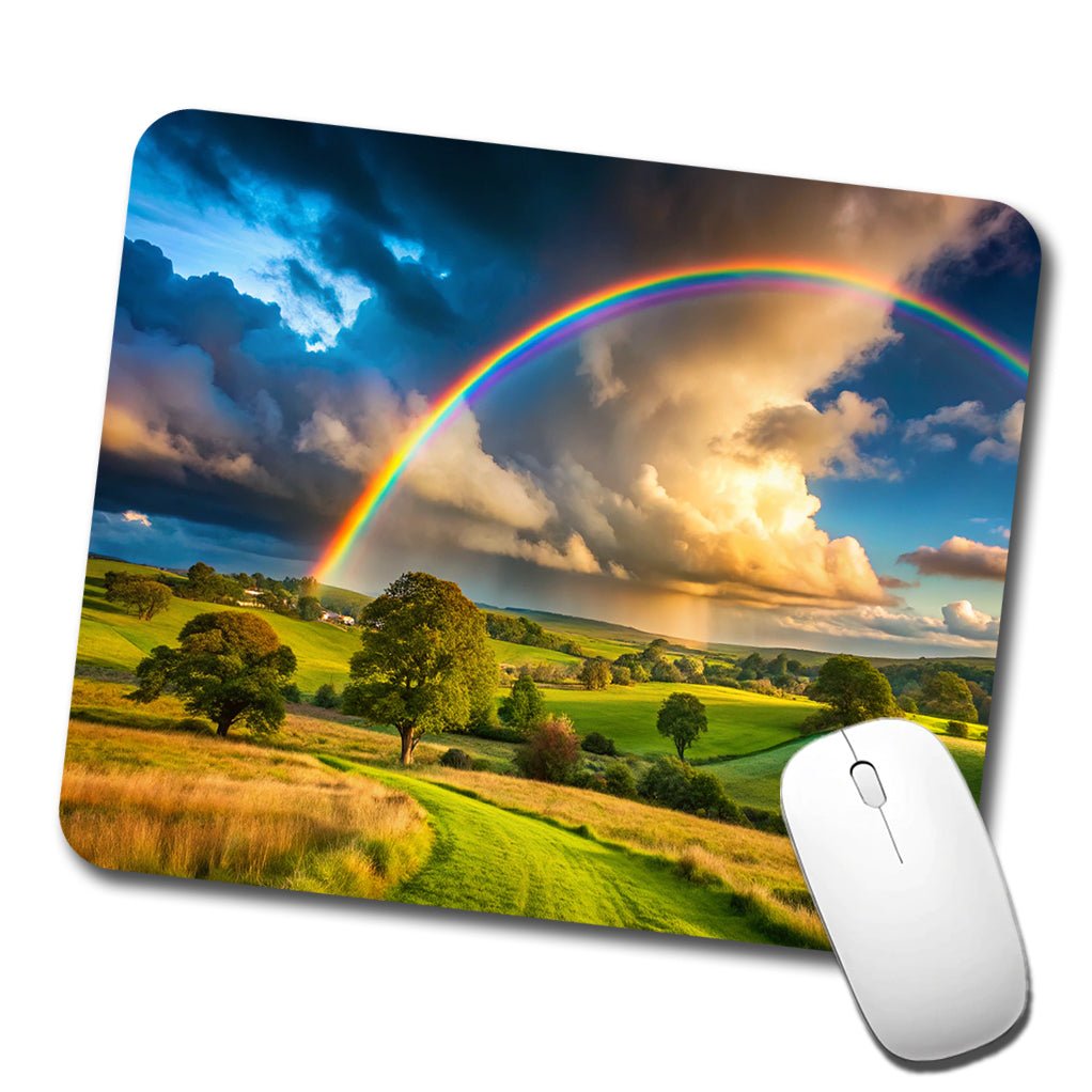 Rainbow After Rain Storm In The Country Low Profile Mouse Pad Mat