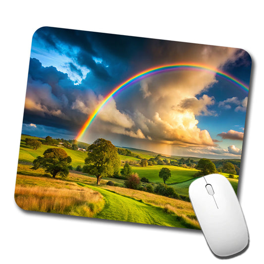 Rainbow After Rain Storm In The Country Low Profile Mouse Pad Mat