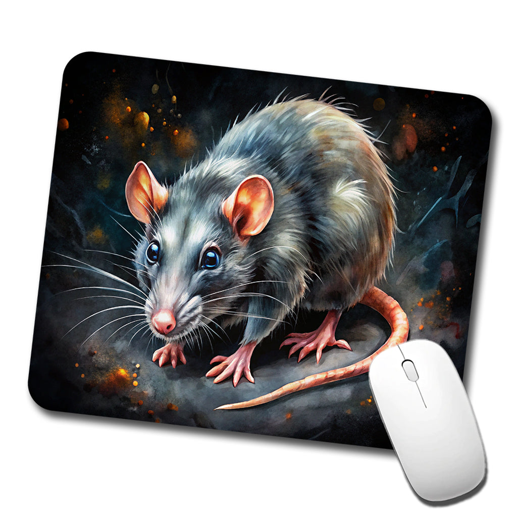 Rat Black Watercolor Low Profile Mouse Pad Mat