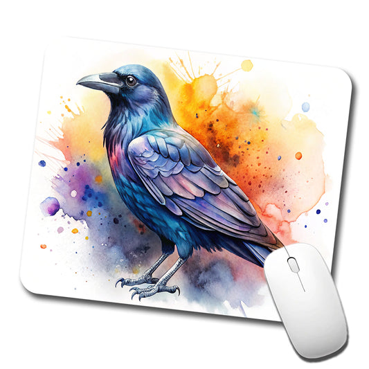 Raven Colorful Watercolor Low Profile Mouse Pad Mat
