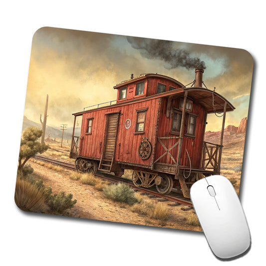 Red Train Caboose Old West Western Low Profile Mouse Pad Mat