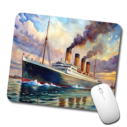 RMS Titanic Ocean Liner Cruise Ship Underway Watercolor Low Profile Mouse Pad Mat