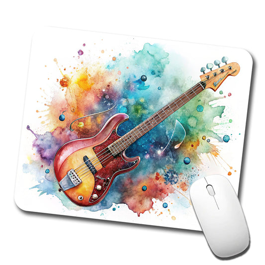 Rock And Roll Guitar Watercolor Low Profile Mouse Pad Mat