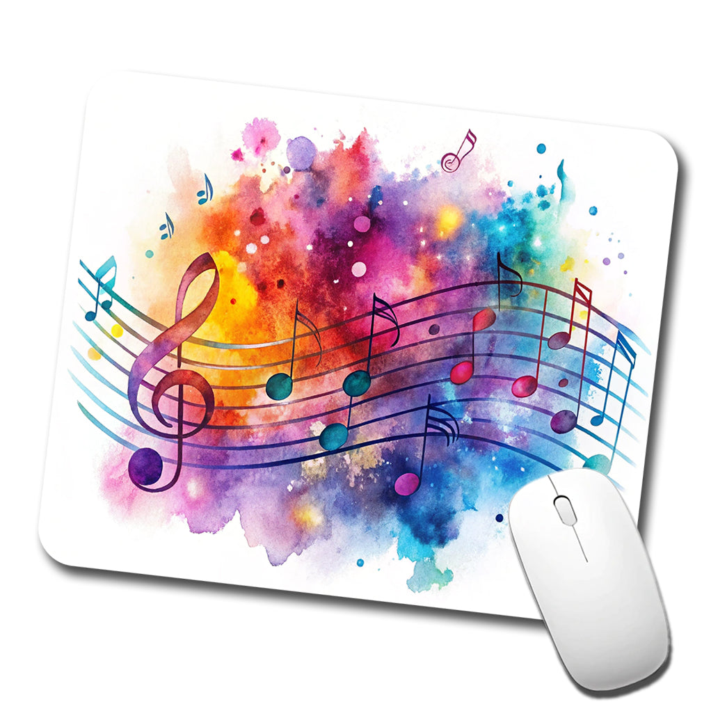 Rock And Roll Music Notes Watercolor Low Profile Mouse Pad Mat