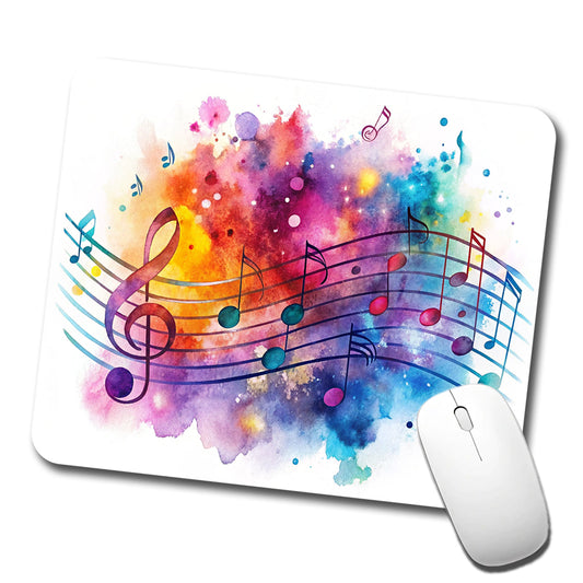 Rock And Roll Music Notes Watercolor Low Profile Mouse Pad Mat