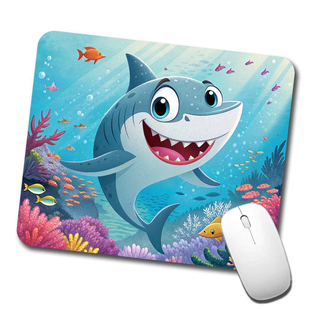Shark Children's Illustration Style Low Profile Mouse Pad Mat