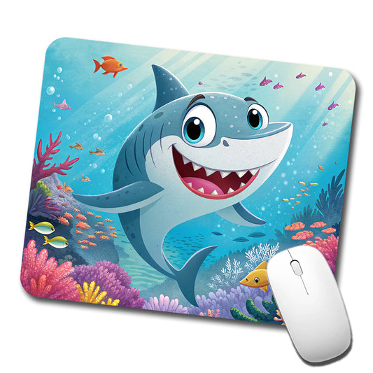 Shark Children's Illustration Style Low Profile Mouse Pad Mat