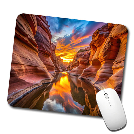 Slot Canyons And Water At Sunset Utah Arizona Low Profile Mouse Pad Mat