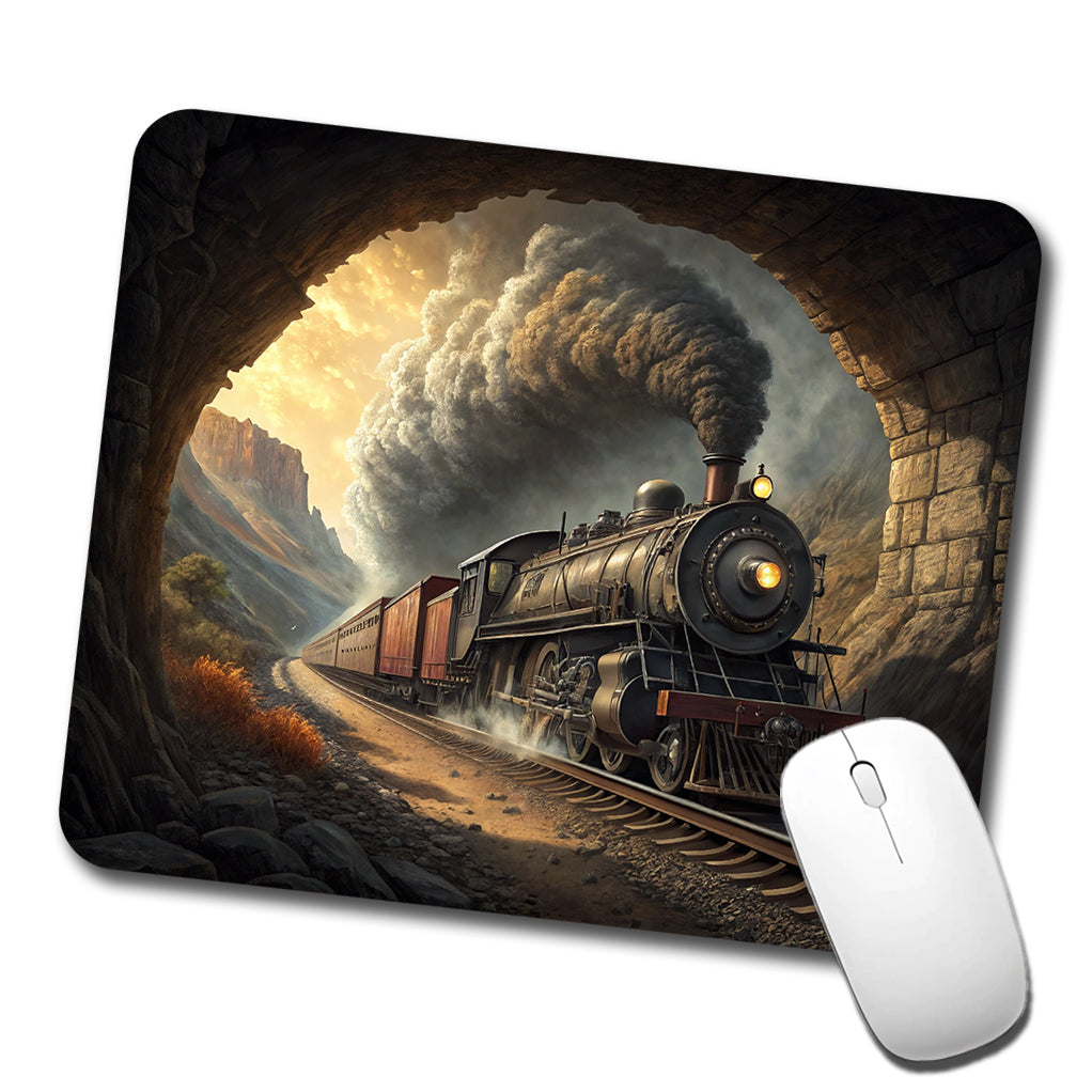 Steam Locomotive Coming Through Tunnel Old West Low Profile Mouse Pad Mat