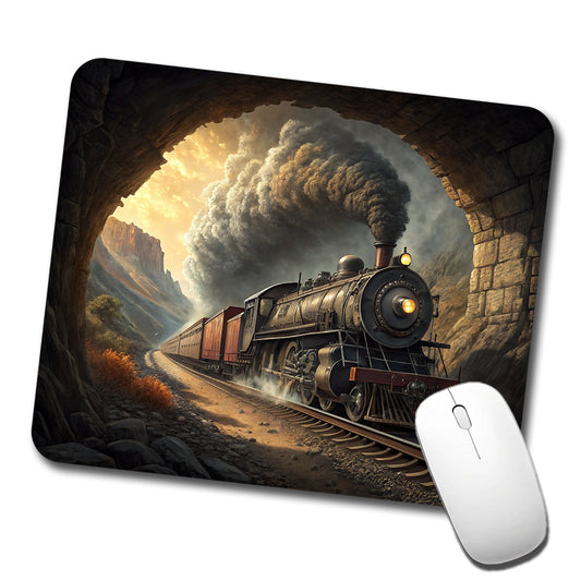 Steam Locomotive Coming Through Tunnel Old West Low Profile Mouse Pad Mat