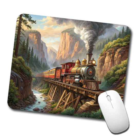 Steam Locomotive Crossing Gorge Old West Western Low Profile Mouse Pad Mat