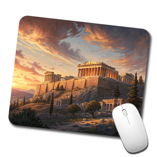 The Acropolis At Golden Hour Athens Greece Low Profile Mouse Pad Mat