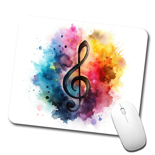 Treble Clef Music Musical Note Colorful Watercolor Low Profile Mouse Pad Mat