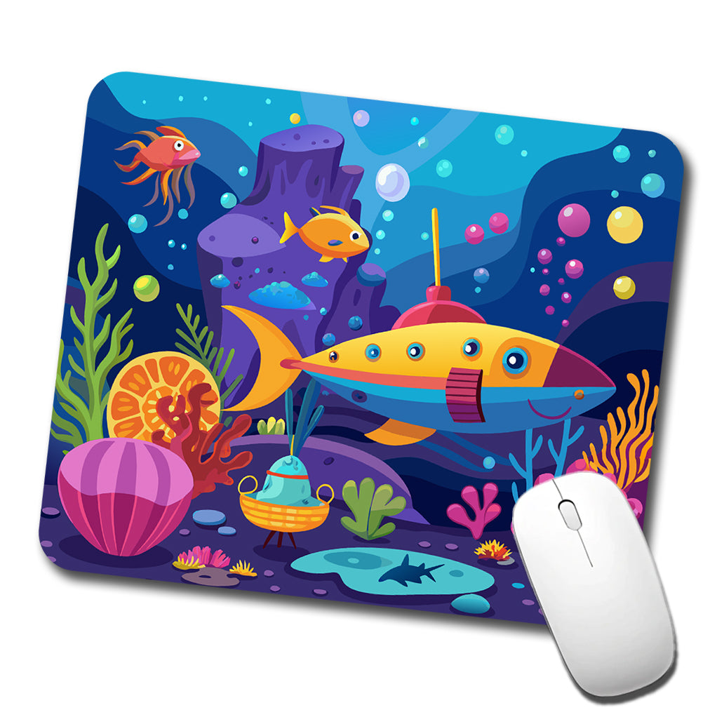 Vibrant Colored Undersea Underwater Ocean Fantasy World Low Profile Mouse Pad Mat