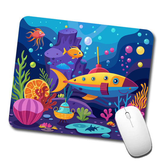 Vibrant Colored Undersea Underwater Ocean Fantasy World Low Profile Mouse Pad Mat