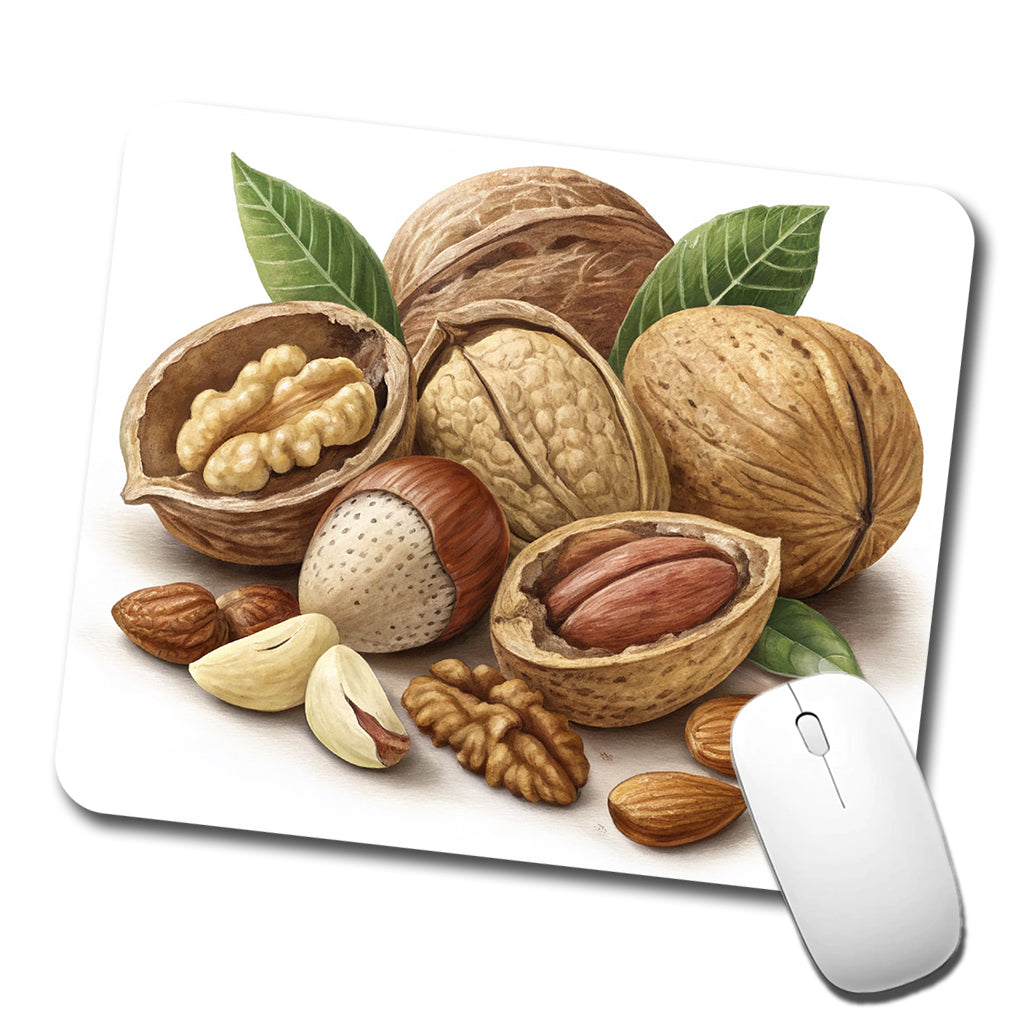 Walnuts Hazelnuts Almonds Brazil Nuts Low Profile Mouse Pad Mat
