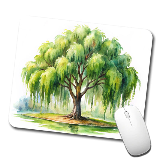 Weeping Willow Tree Watercolor Low Profile Mouse Pad Mat