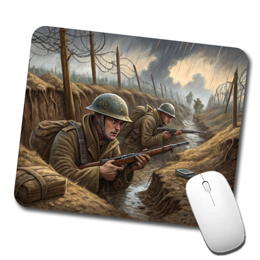WWI Trench Warfare Allies Western Front Low Profile Mouse Pad Mat