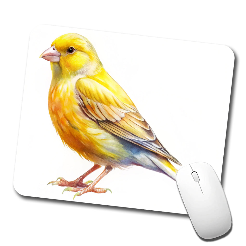 Yellow Canary Bird Watercolor Low Profile Mouse Pad Mat