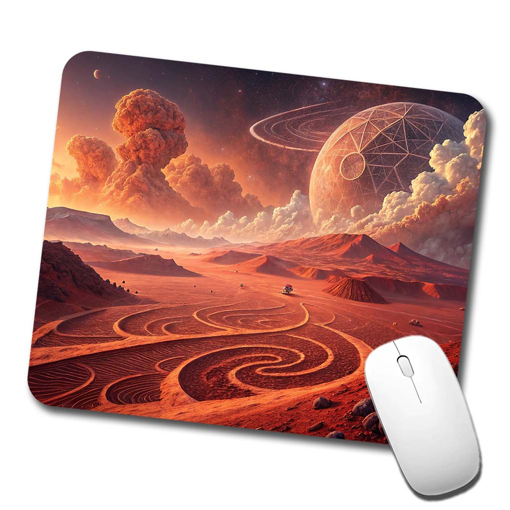 Abstract Alien Martian Sci-fi Landscape Low Profile Mouse Pad Mat