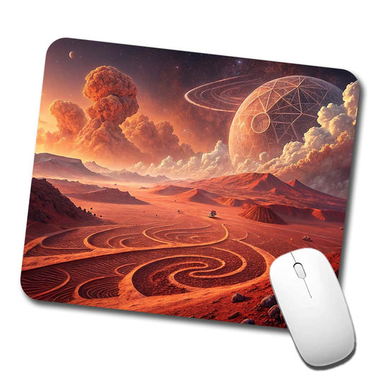 Abstract Alien Martian Sci-fi Landscape Low Profile Mouse Pad Mat