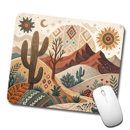 Abstract Brown Tan Southwestern Desert Design Low Profile Mouse Pad Mat
