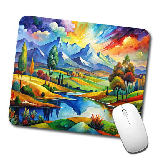 Abstract Colorful Landscape Modern Art Landscape Low Profile Mouse Pad Mat