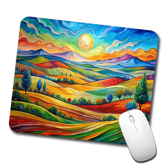 Abstract Colorful Landscape Low Profile Mouse Pad Mat