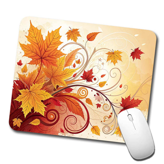 Abstract Fall Autumn Leaves Design Low Profile Mouse Pad Mat
