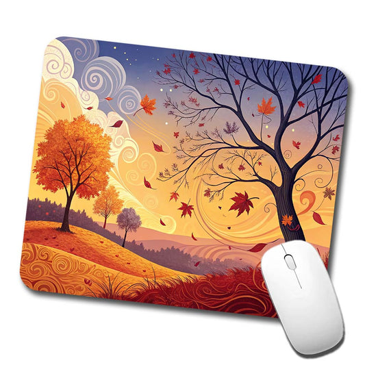 Abstract Fall Autumn Scenic Landscape Low Profile Mouse Pad Mat