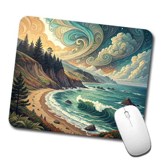Abstract Shore Ocean Waves Landscape Low Profile Mouse Pad Mat
