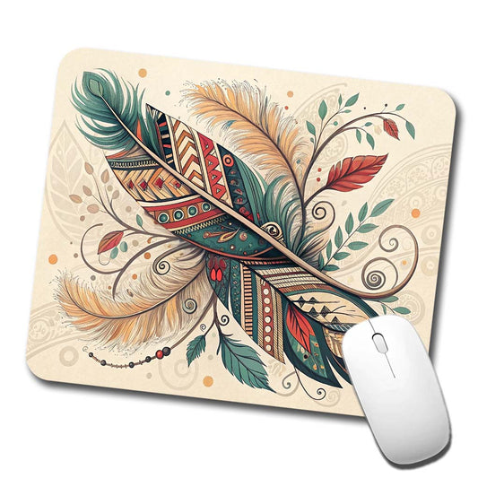 Abstract Southwestern Feather Leaf Design Low Profile Mouse Pad Mat