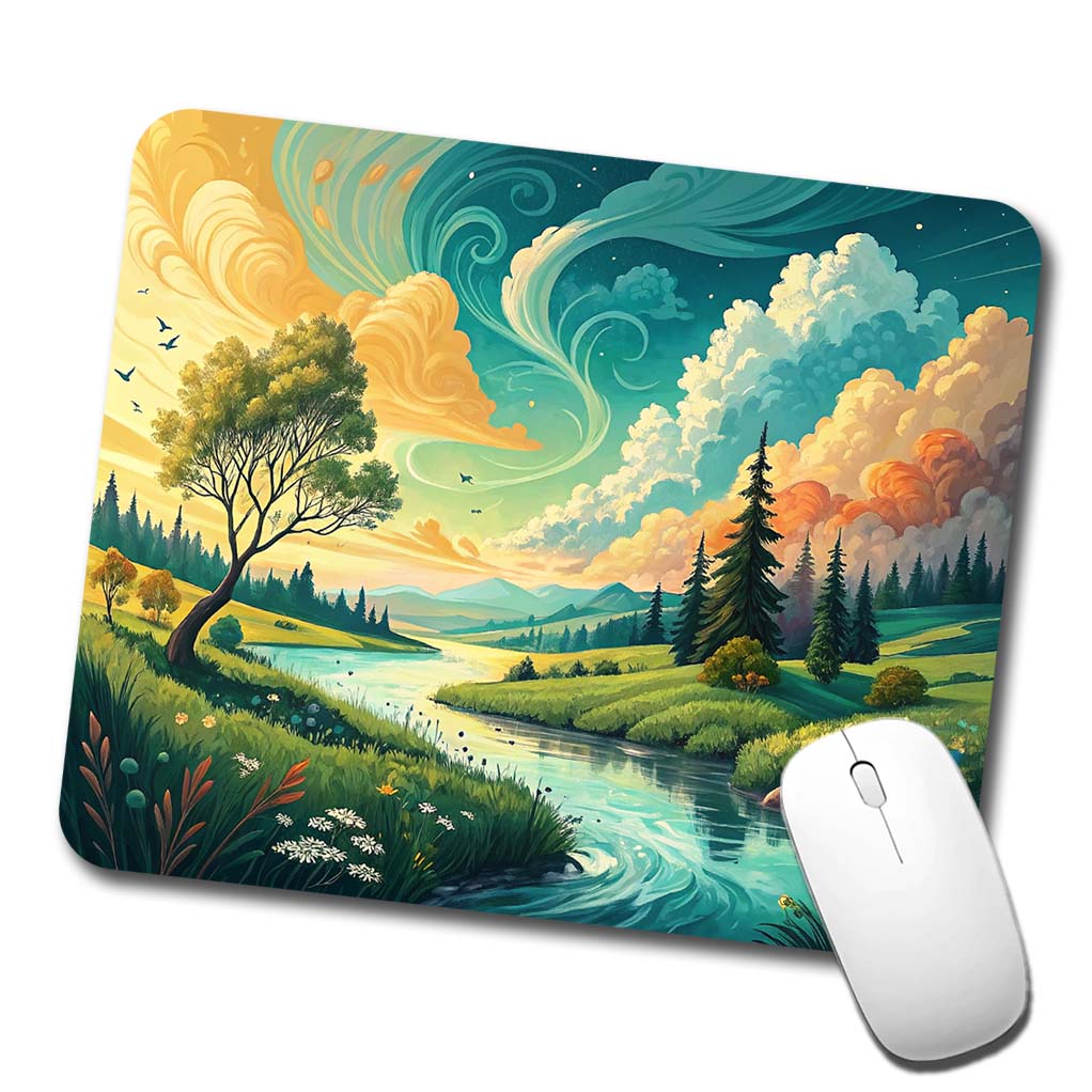Abstract Summer Landscape Low Profile Mouse Pad Mat