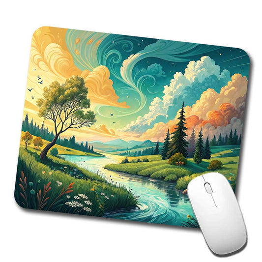 Abstract Summer Landscape Low Profile Mouse Pad Mat