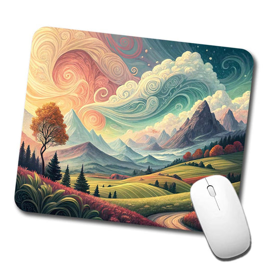 Abstract Tranquil Landscape Low Profile Mouse Pad Mat