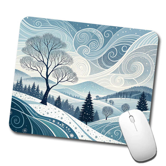 Abstract Winter Landscape Low Profile Mouse Pad Mat