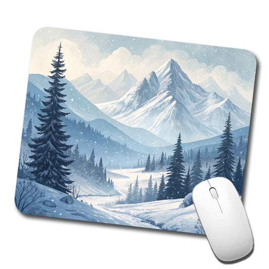 Abstract Winter Mountains Landscape Low Profile Mouse Pad Mat