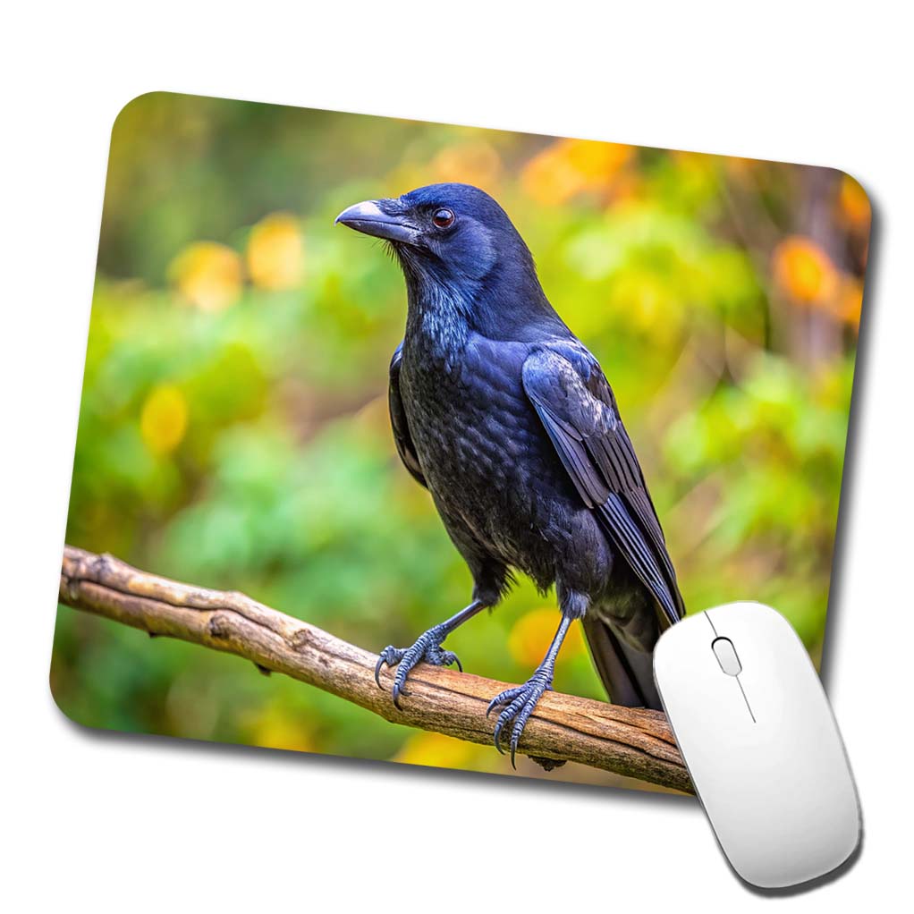 American Black Crow Backyard Bird Low Profile Mouse Pad Mat