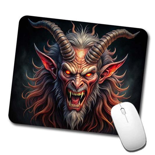 Angry Krampus Christmas Watercolor Low Profile Mouse Pad Mat