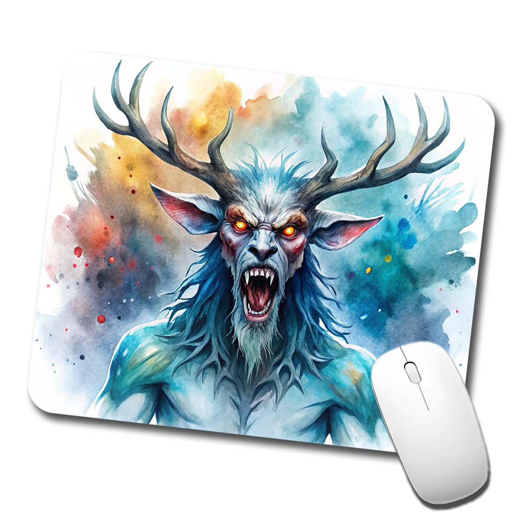 Angry Wendigo Algonquian Folklore Monster Watercolor Low Profile Mouse Pad Mat