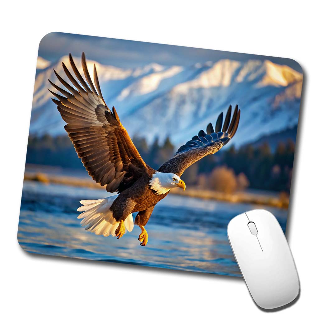 Bald Eagle Flying Raptor Bird Of Prey Low Profile Mouse Pad Mat